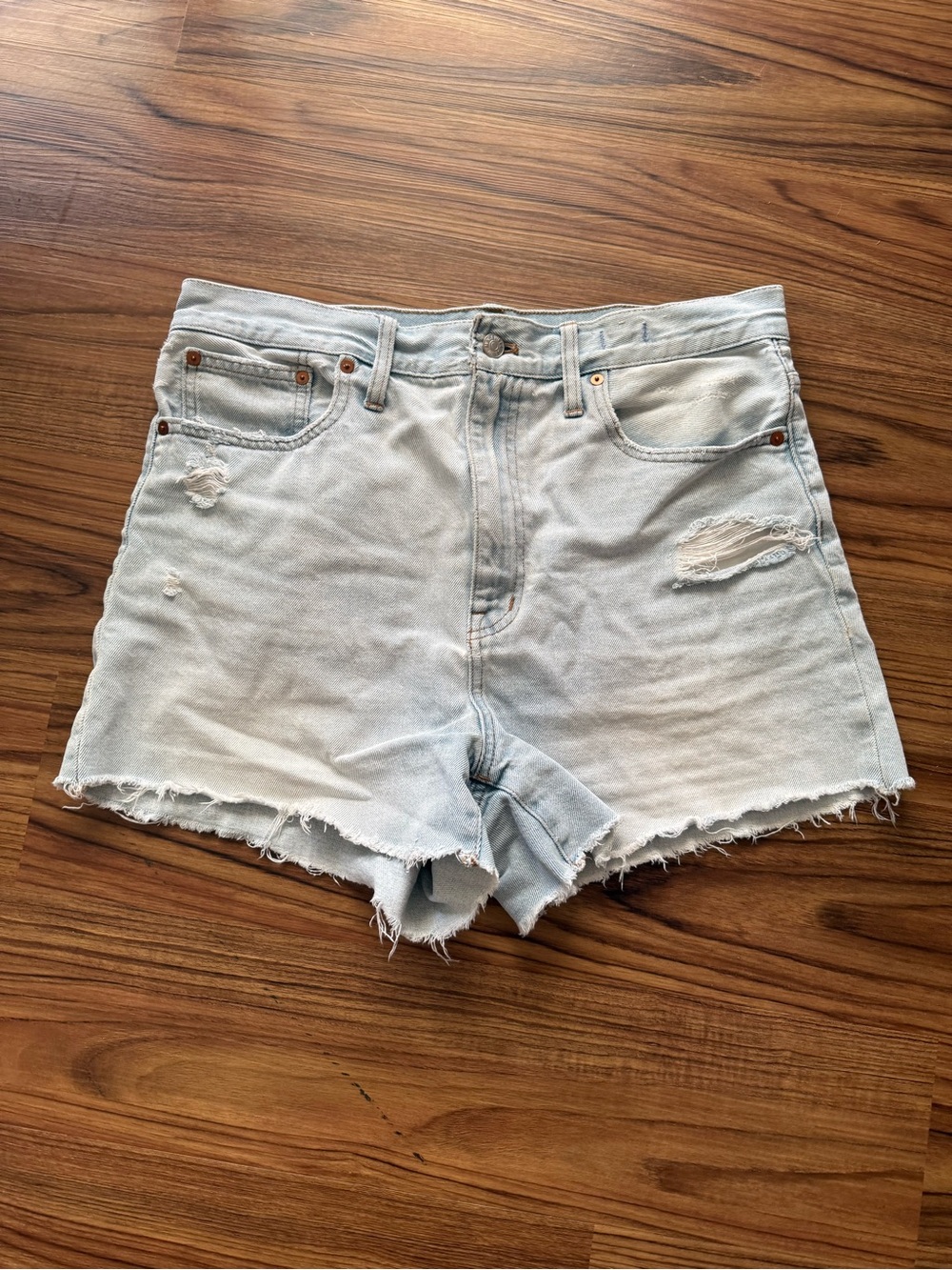 Madewell Light Blue Distressed Denim Cutoff Shorts